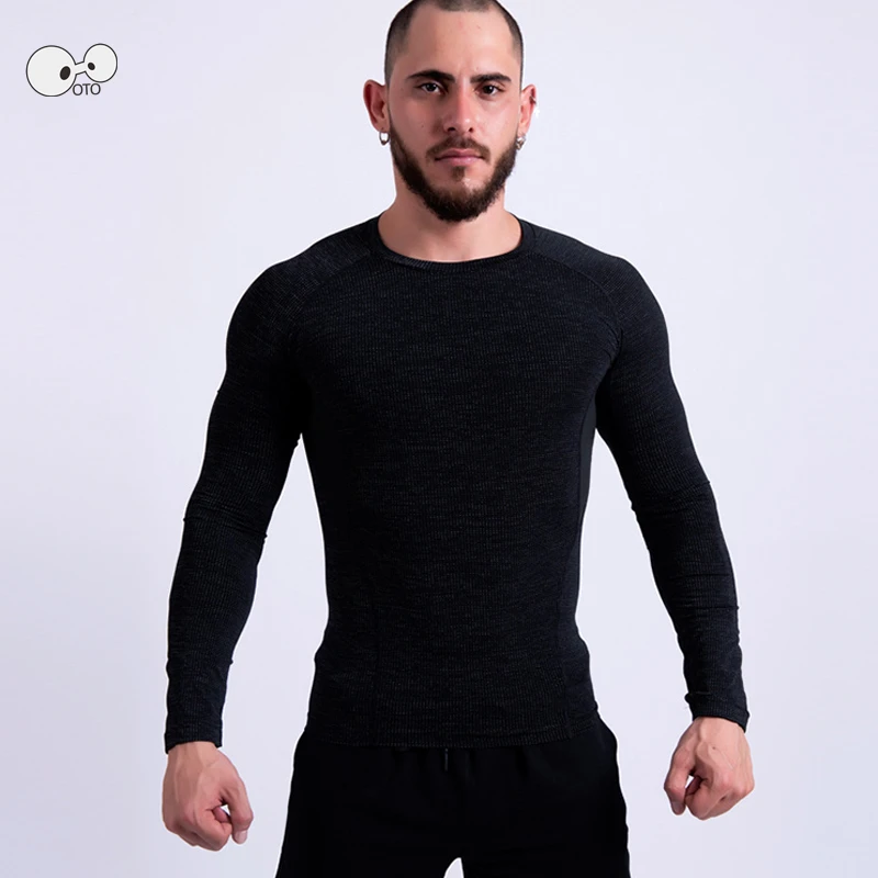 Высокоэластичная компрессионная Спортивная футболка с длинным рукавом мужские