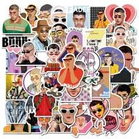 50pcs hot puerto rican singer bad bunny stickers pvc for stationery decal motorcycle skateboard laptop guitar bike cool sticker