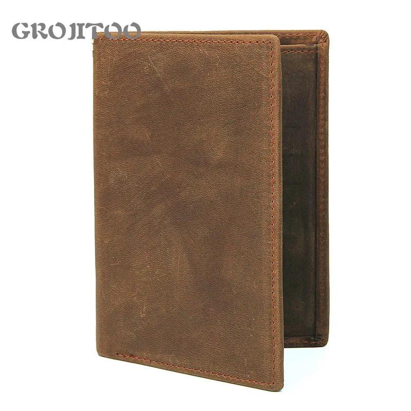 

Новый держатель для паспорта из натуральной кожи GROJITOO, сумка для паспорта из кожи Crazy Horse, кожаный кошелек для карт, кожаный бумажник первого слоя