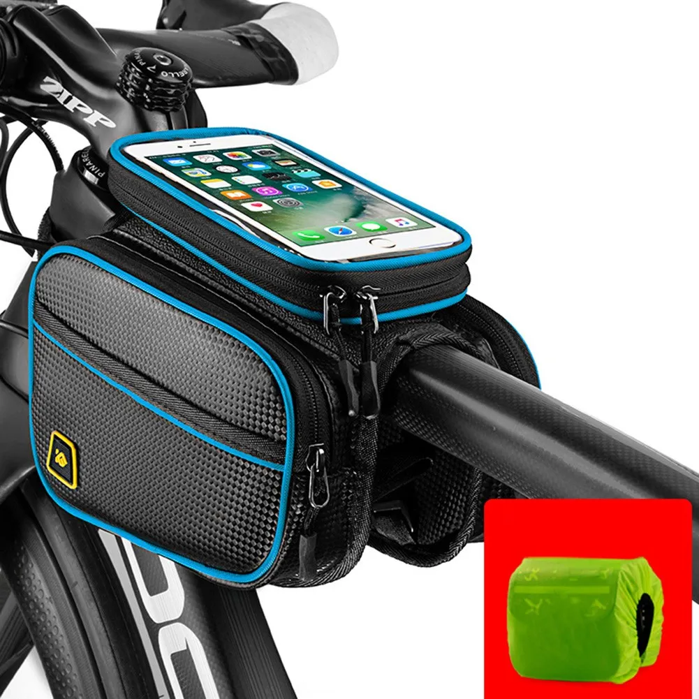 

MTB Bicycle Front Bag Waterproof Phone Bag With Reflective Belt Waterproof Cover Mountain Road Bike Cycling Parts Accessories