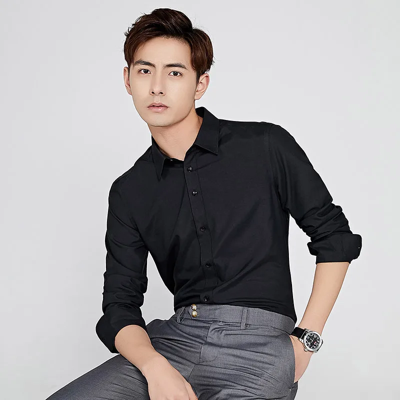 

Mens Shirts Men's High Quality Casual Wear Formal Business Meeting Long Sleeve Dress Suit Solid Shirt for Men Social Shirt