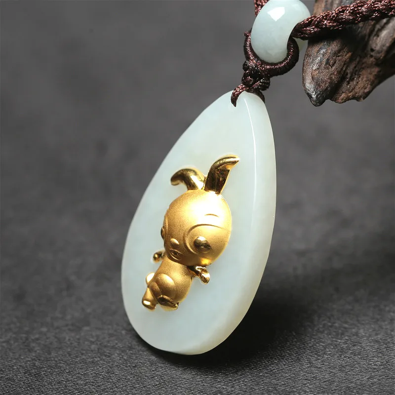 Натуральная китайская белая нефритовая подвеска Hetian кролик из знаков зодиака