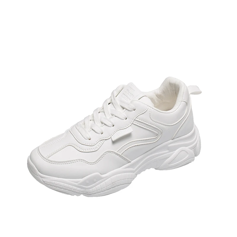

2020 Spring Women Chunky Sneakers Brand Fashion Leather Lace Up Old Dad Shoes Woman Female Sports Comfortable Vulcanized Shoes