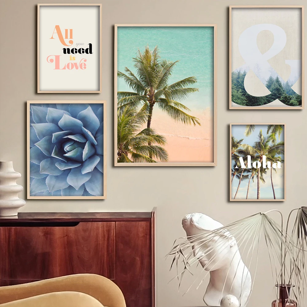 

Aerial Beach Photography Print PRINTABLE Wall Art Palm Tree Poster for Bedroom Home Decor
