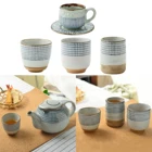 Японская керамическая чайная чашка, кружка, керамическая чайная чашка Yunomi, чайная чашка в стиле D с тарелкой