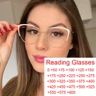 Очки для чтения женские металлические, кошачий глаз, антибликовые, + 2