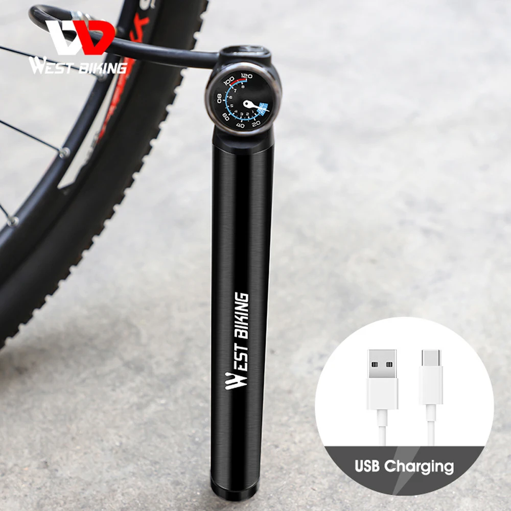 

WEST BIKING Tire Air Pump 120PSI Bike Portable Air Compressor Mini Inflator Electric Pump for Car Bicycle Tires Balls