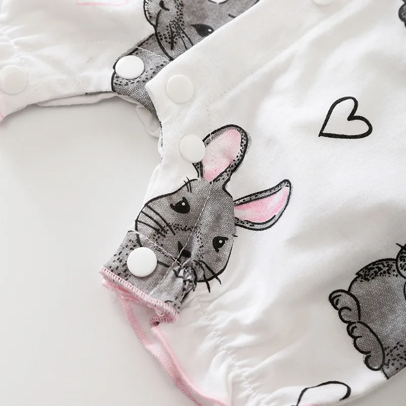 

New 2021 Infant Newborn Baby Boys Girls Romper Summer Fly Sleeve Single Breasted Print Rabbit Cute Baby Rompers Clothes Outfits
