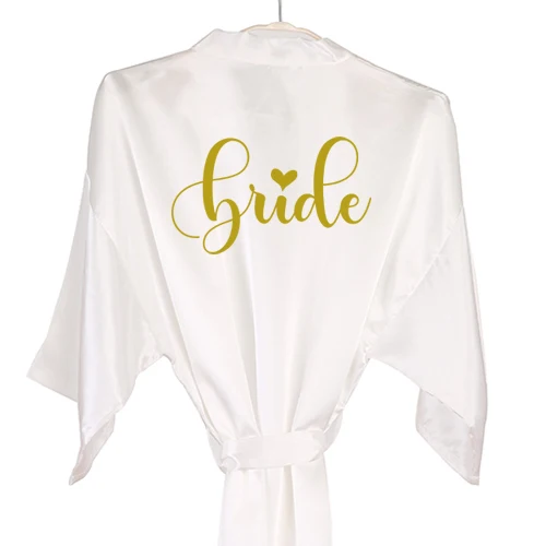gold bride Mauve халат атласный розовое золото кимоно для невесты атласное женское Лавандовое платье подружки невесты Серебряная команда Свадебный для невесты платья для вечеринок - Цвет: gold bride