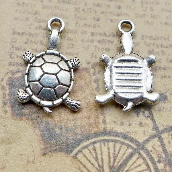 

20 Pieces /Lot 12mm*19mm Antique Sliver Plated Metal Animal Turtle Charm Pendants For Jewerly Making