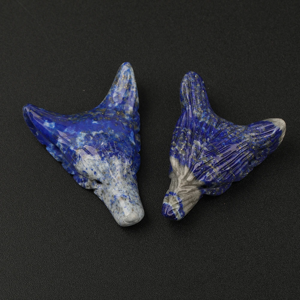 30x35 мм натуральный Лазурит резная подвеска в виде волчьей головы ожерелье