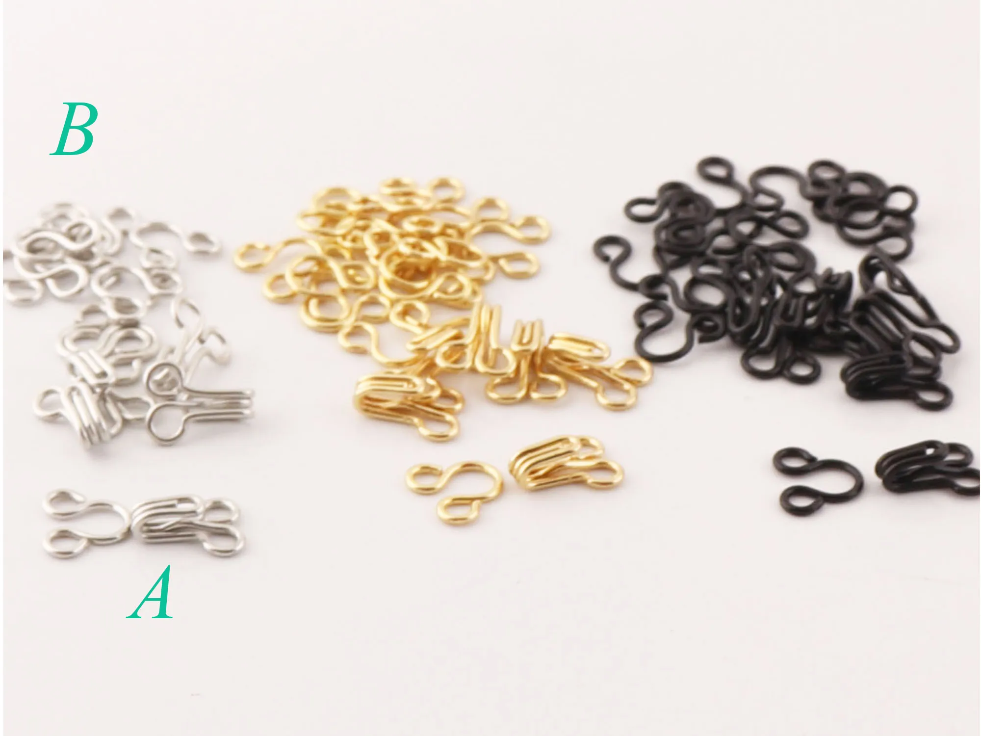 100 Sets Gold/Silver/Black Metal Hook and Eye Set Closure Hook Eye Clothing  Sewing Hook and Eye Clasp-8mm*6mm