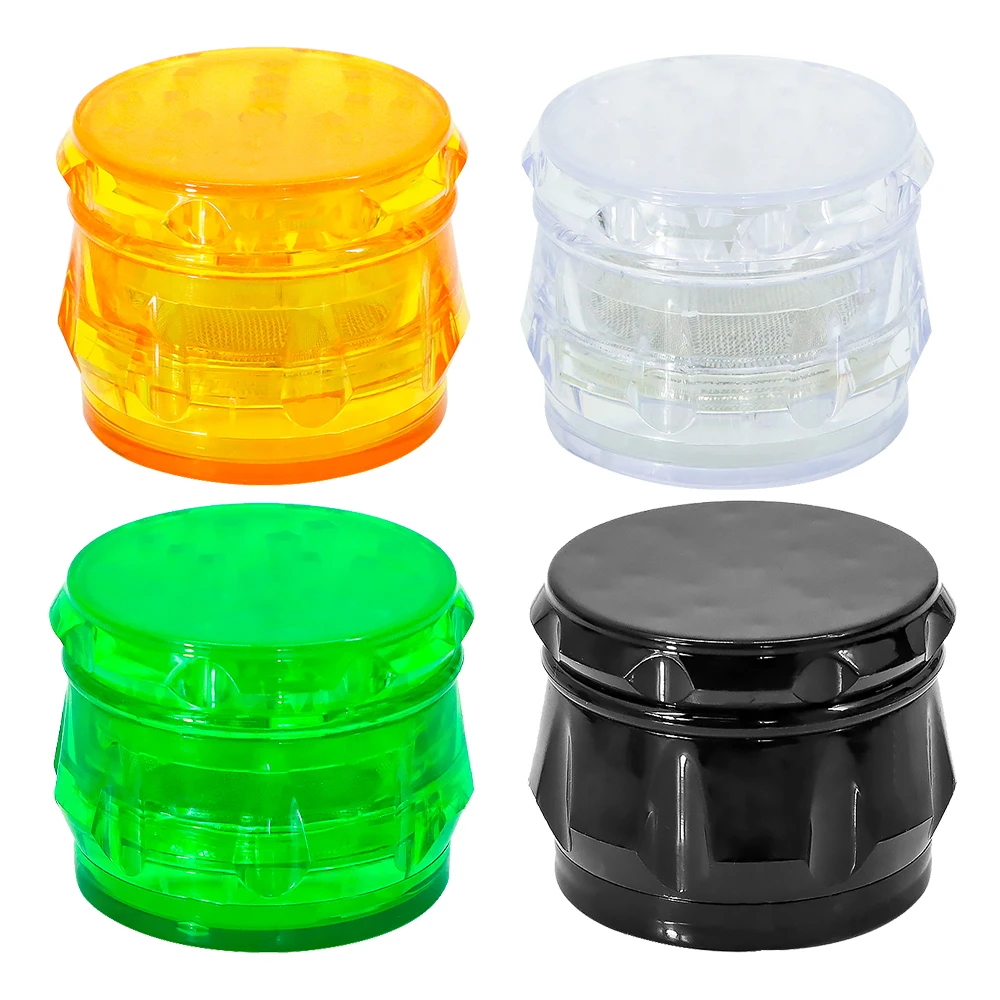 

44mm/55mm/60mm 4 Layer Herb Grinder Plastic Tobacco Grinder Crusher Spice Mill Pipas Fumar Hierba Smoking Accessories