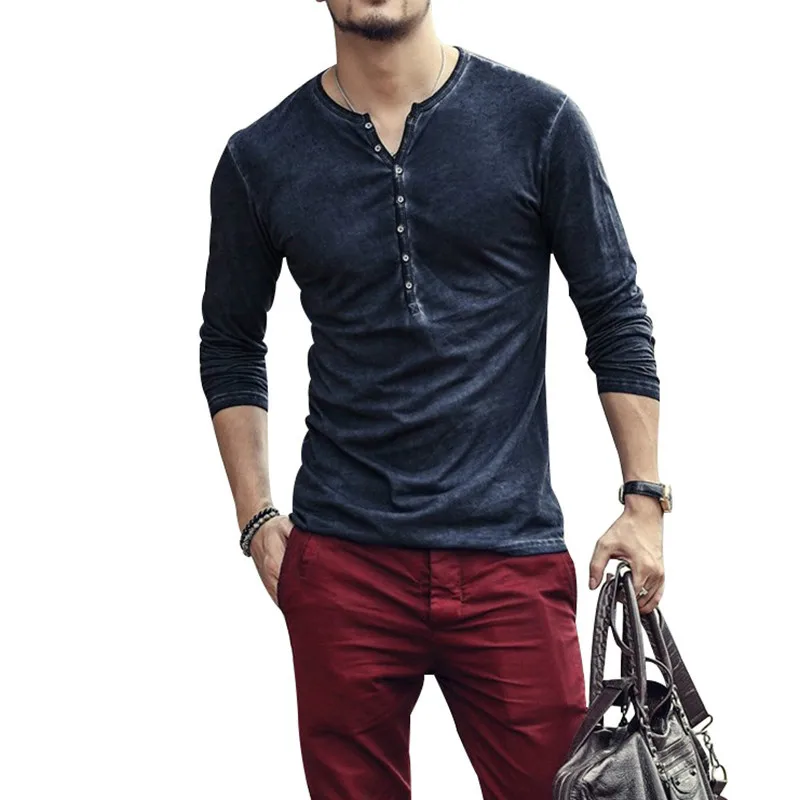 Мужская футболка из чистого хлопка весна-осень 2018 новая мужская с длинным