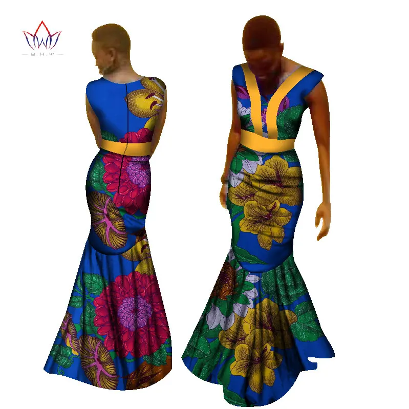 

African Print Dresses for Women Dashiki African Print Unique Ethnic Mermaid Dress Plus Size African Women Clothing WY1890