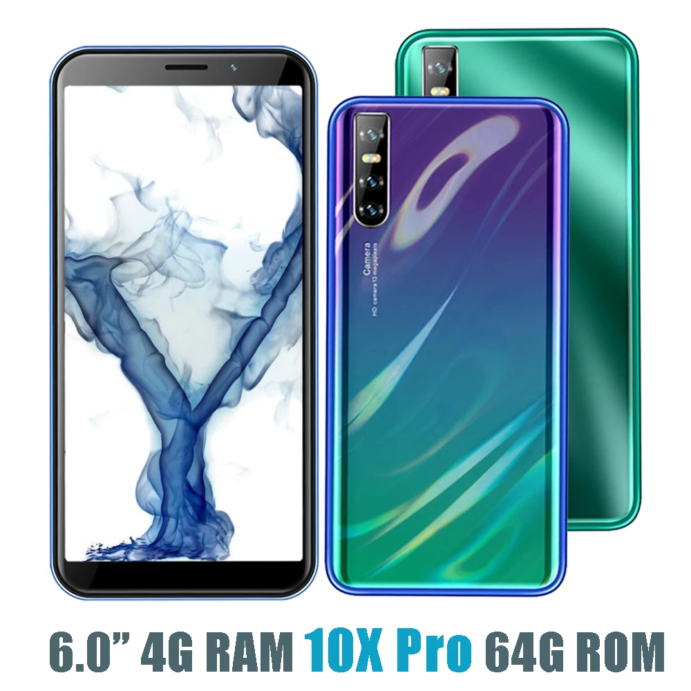 Глобальный 10X Pro 4G Оперативная память Мобильный телефон Android 64G Встроенная 4 ядра