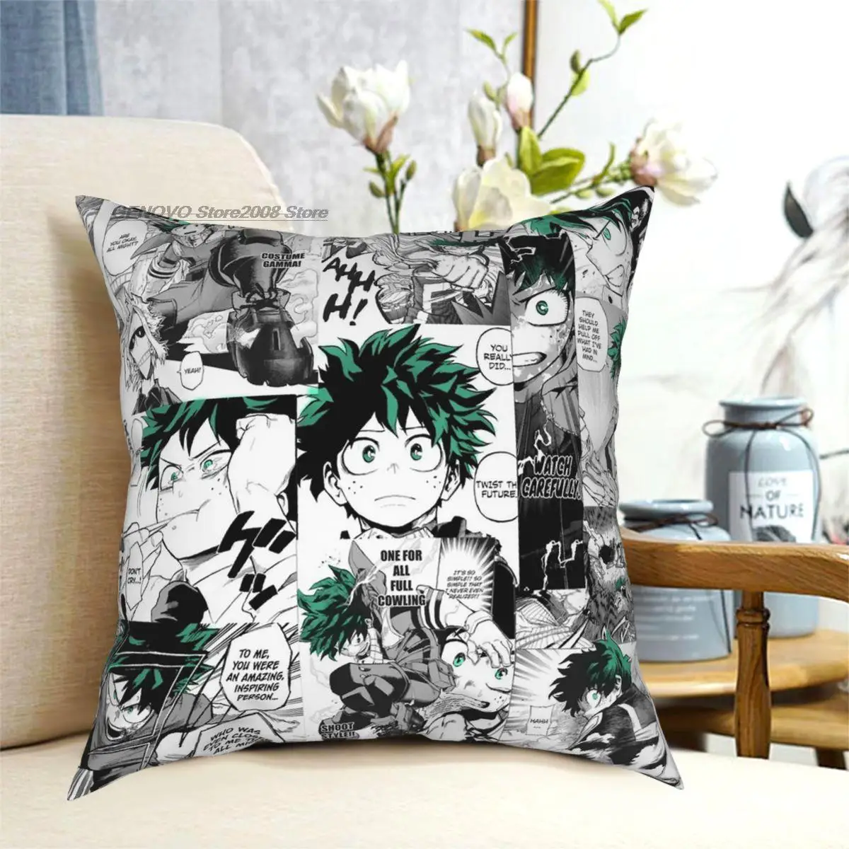 

Mein Hero Wissenschaft Deku Manga Collage Kissenbezug Polyester Muster Zip Decor Werfen Kissen Fall Bett Kissen Fall 45*45cm