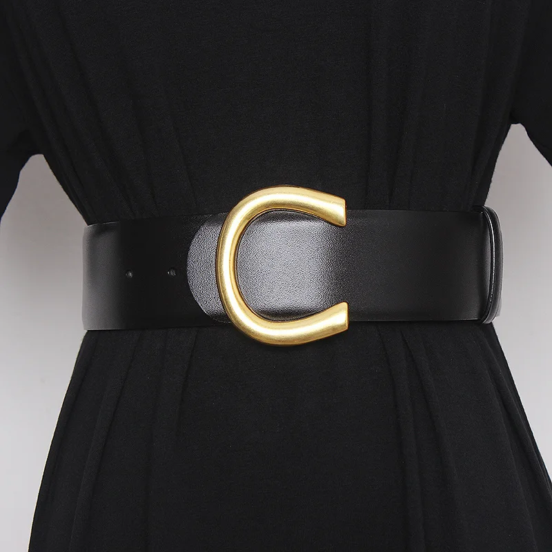 

Corpete De Couro Legítimo Feminino, Cinto Largo De Couro De Vaca Designer Europeu Elegante
