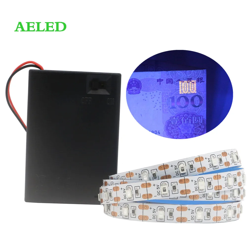 5V ультрафиолетовый 395 405nm Светодиодные ленты черный светильник 2835SMD 60led/m не