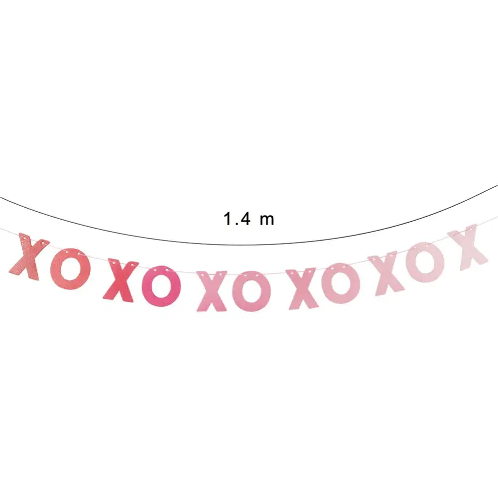 Украшения на День святого Валентина Блестящий розовый XOXO знак бумажный баннер
