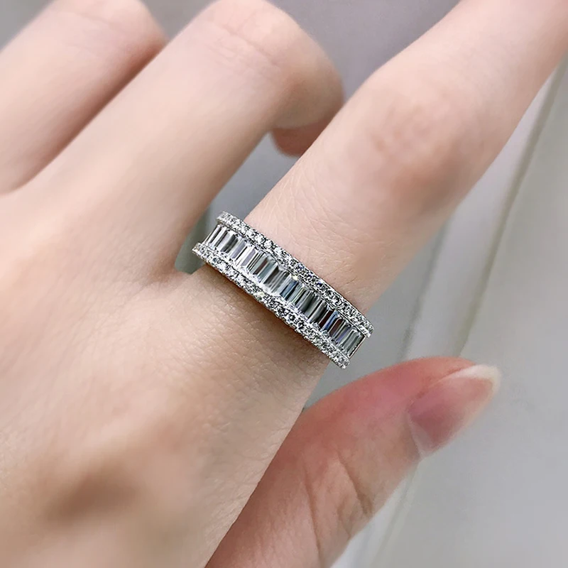 COSYA 100% Серебро 925 пробы двухрядные сверкающие кольца с высокоуглеродистыми