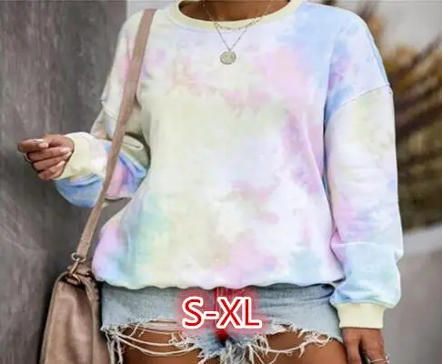 

Женская толстовка с длинными рукавами, разноцветная Повседневная Спортивная кофта с круглым вырезом и радужным принтом, на осень