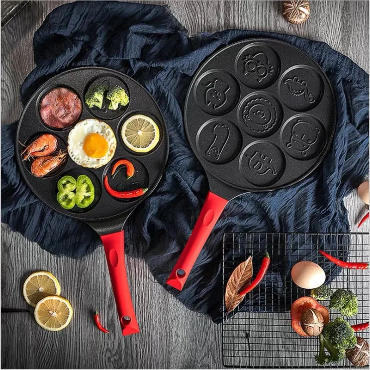 

Seven-hole small frying pan egg dumpling non-stick frying pan egg frying mould pan multi-function wheel pancake pan frying pan