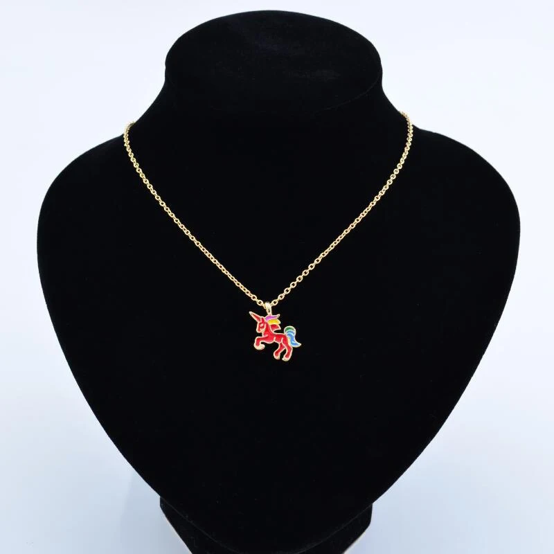

Lady Unicorn Horse Oil Drop Pendant Necklace 45CM