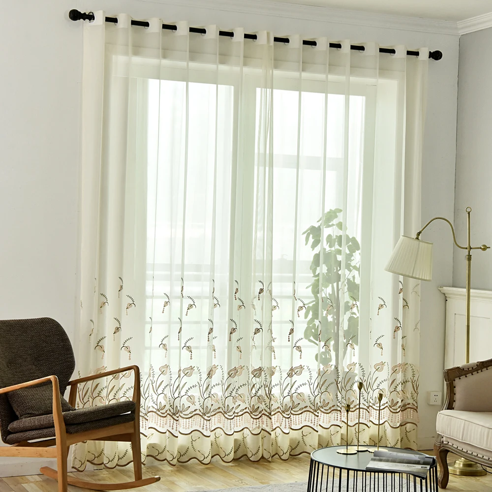 Рельефная вышитая пряжа для окна спальни Роскошная Цветочная деревенская