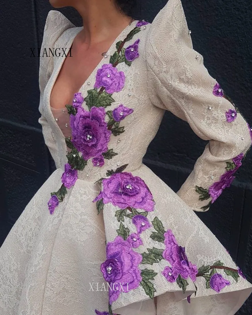 Очаровательные вечерние платья Длинные 3D Цветочные Аппликации рукава
