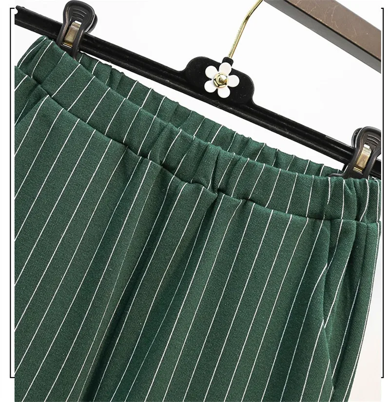 

CBAFU women two piece set new spring striped long tops pants suit casual single breasted blouse elastic waist trousers M288