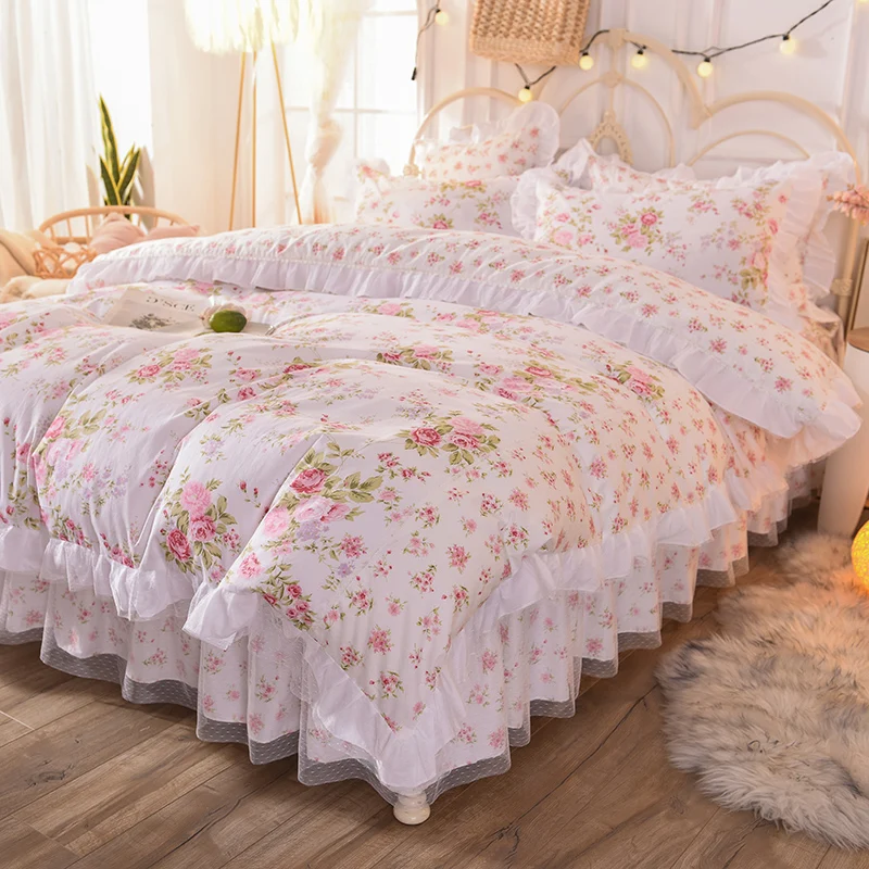 Комплект постельного белья в Корейском стиле хлопок кружевное с оборками