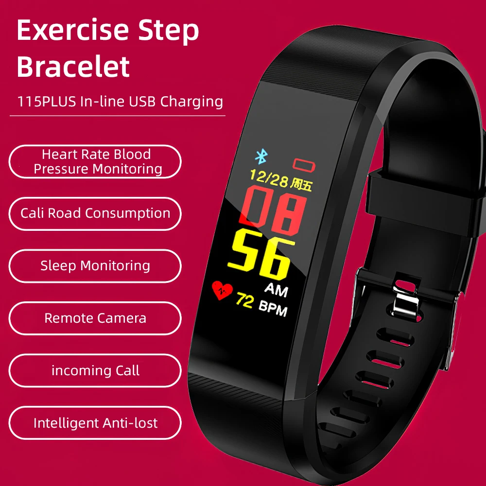 115 Plus умный Браслет для здоровья часы спортивный Монитор артериального давления