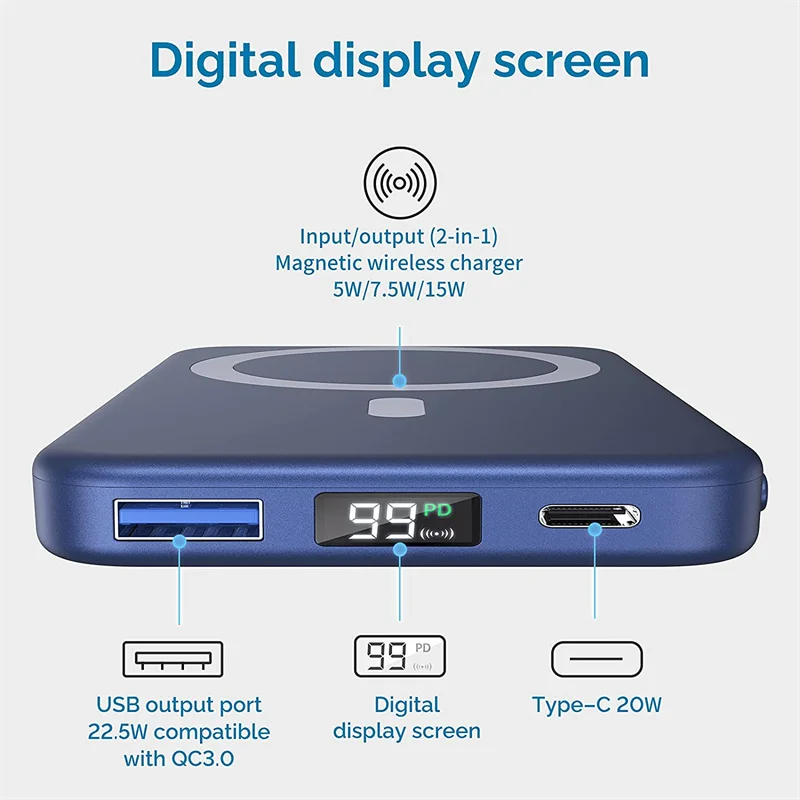 new 10000mah magnetic power bank 15w wireless mobile phone fast charger for iphone12 13 pro max external auxiliary battery free global shipping