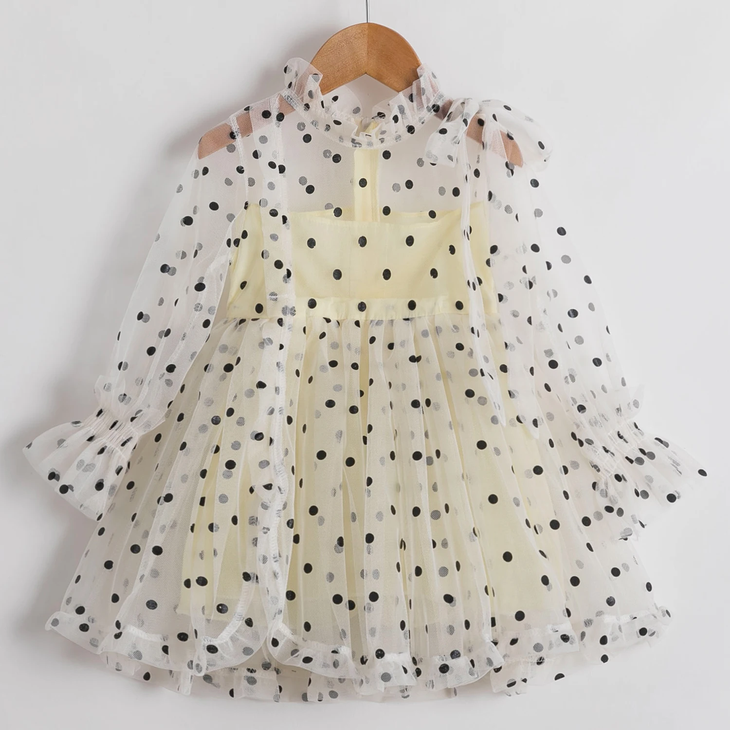 Winter Kids Dresses For Girls Long Sleeve Children Clothing Polka Dot Tulle Tutu Casual School Wear Princess Party Dress | Детская