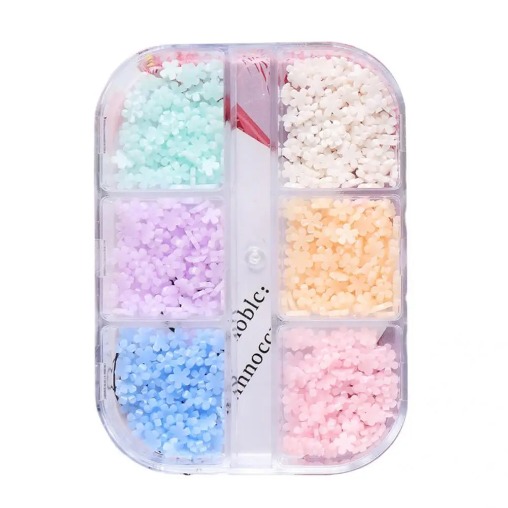 

50% Hot Sale 6Grids/Box Color Changing Nail Flower Ornament Five Petals 3D Effect Lightweight Floral Nail Art Charms Decoration