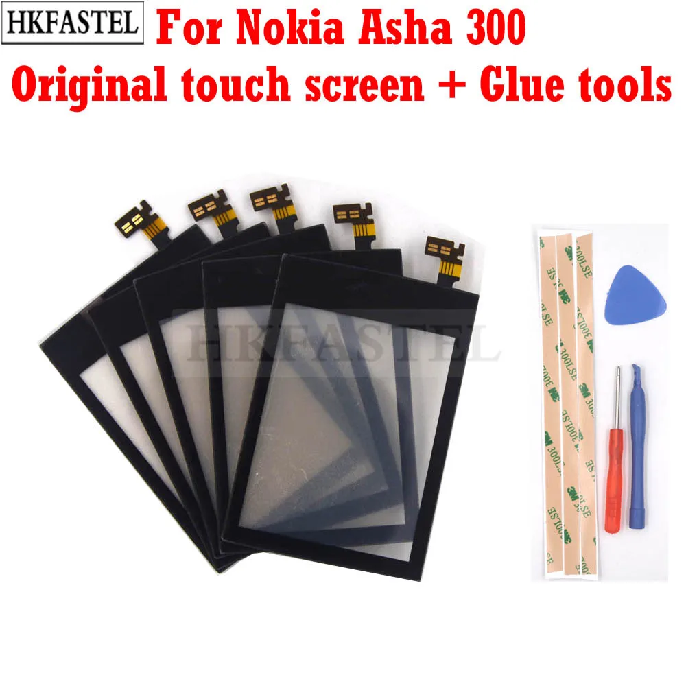 HKFASTEL Touch For Nokia Asha 300 Mobile phone Screen Digitizer Glass Outer Front Panel Replacement No LCD Display + tools | Мобильные