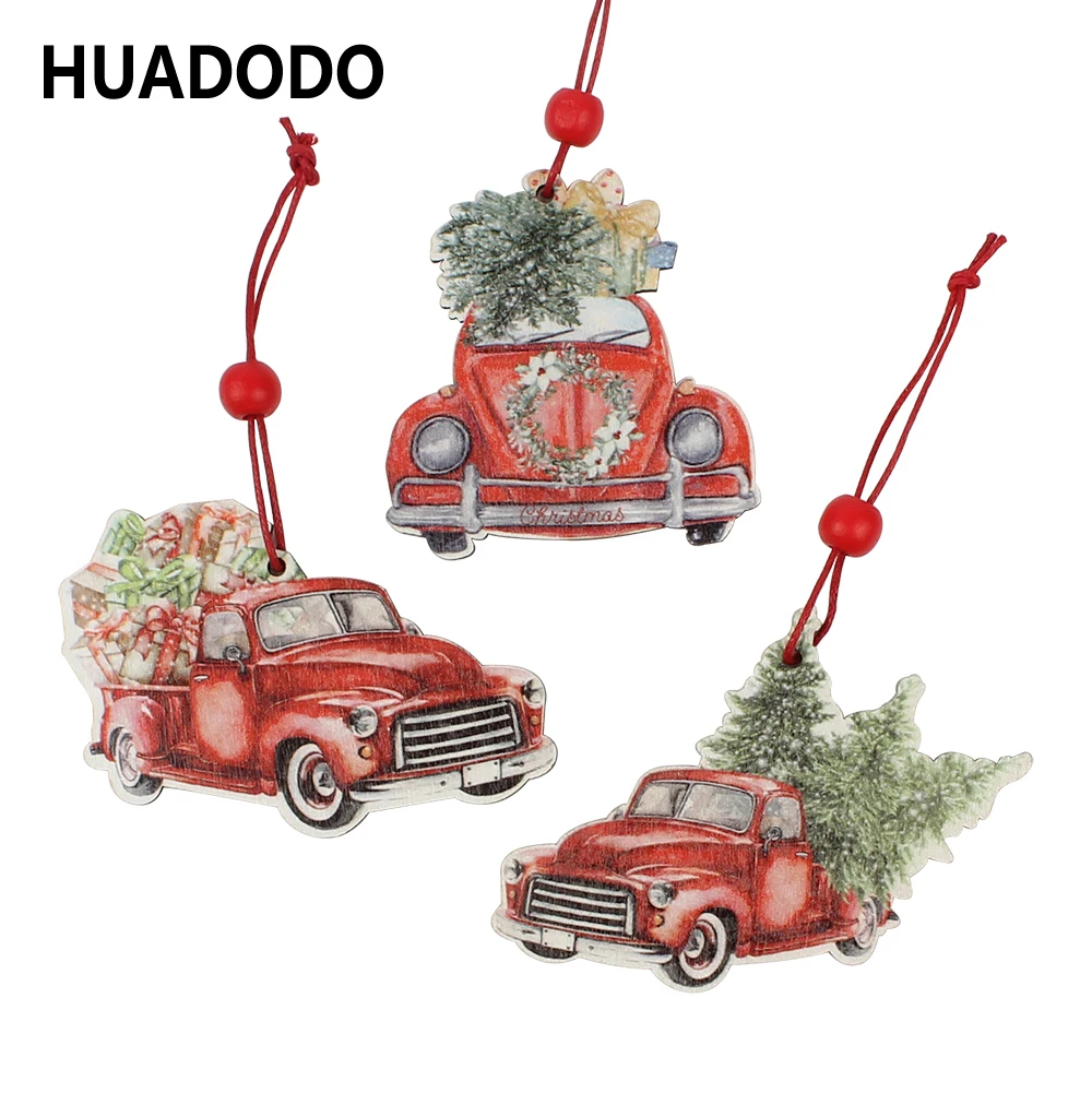 HUADODO 3 шт. рождественские деревянные подвески украшения для елки новогодние