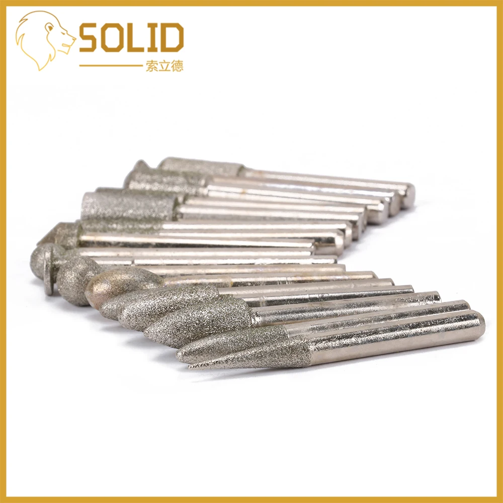 

Diamond Grinding Head Wheel Polishing Set Metal Shank 6mm Bit Jade Stone Carving Polishing for Drill Rotary Tool 20Pcs/Set