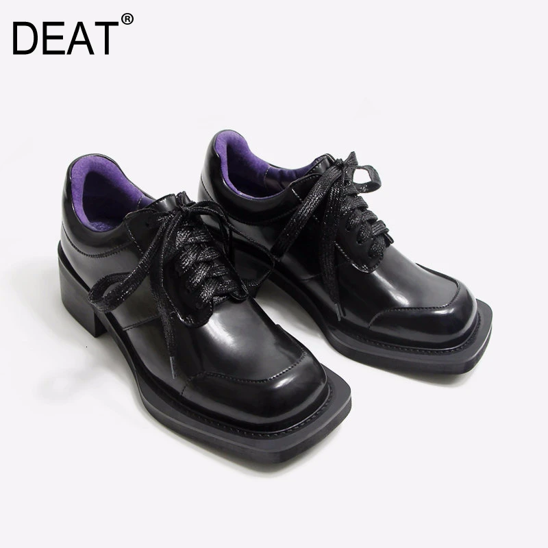 DEAT/2020 повседневные тонкие туфли из искусственной кожи с квадратным носком и
