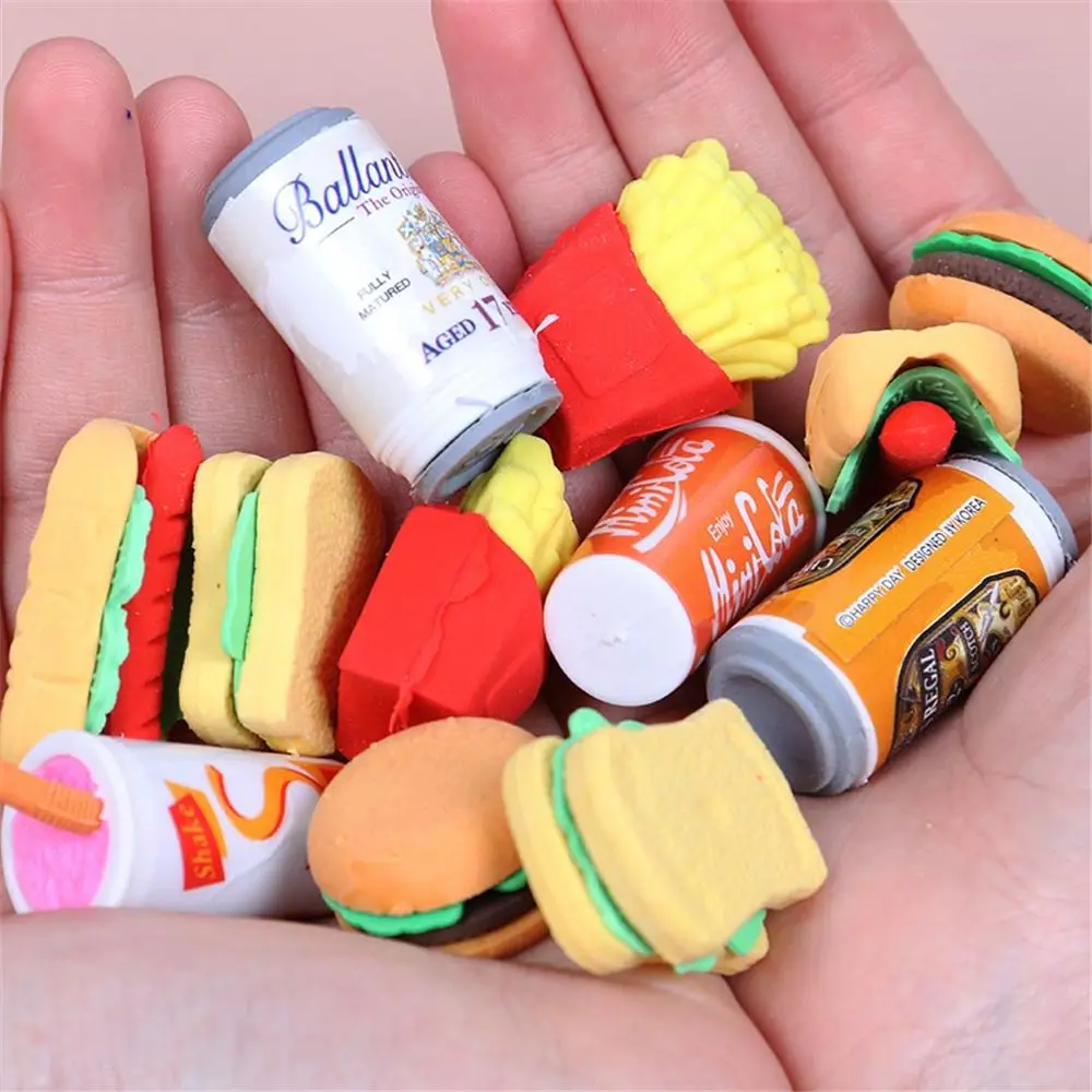 2 шт. Kawaii ластик гамбургер торт кока колы Еда картофеля фри для хот догов школьные