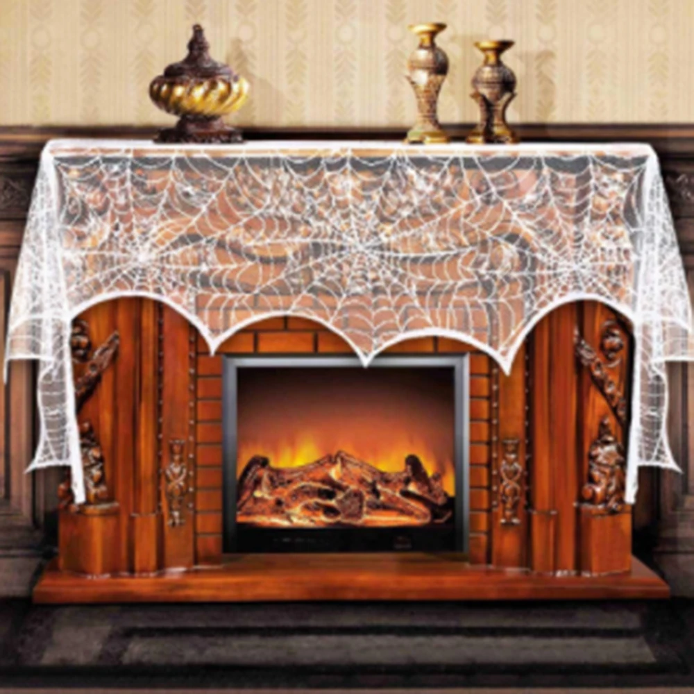 

2021 Popular Halloween Lace Cobweb Fireplace Cover Cobweb Party Supplies Halloween Christmas Decoration