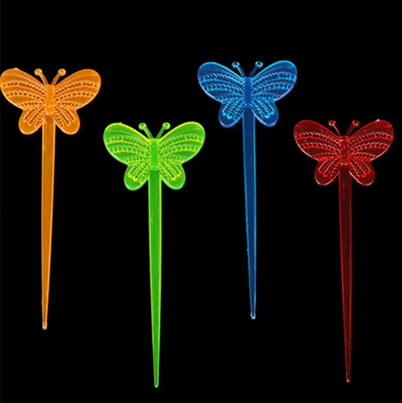 200 шт. в форме бабочки одноразовые пластиковые зубочистки для фруктов набор вилок