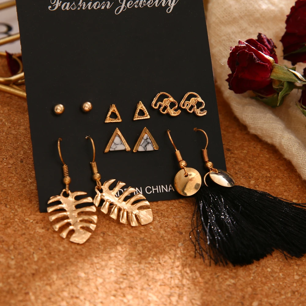 17IF серьги женские винтажные необычные кисточки круглые геометрия сережки