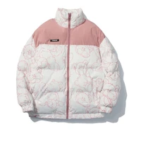 women winter jacket cartoon cotton coat korean preppy style high collar versatile print down oversize 2021 bear woman overcoat