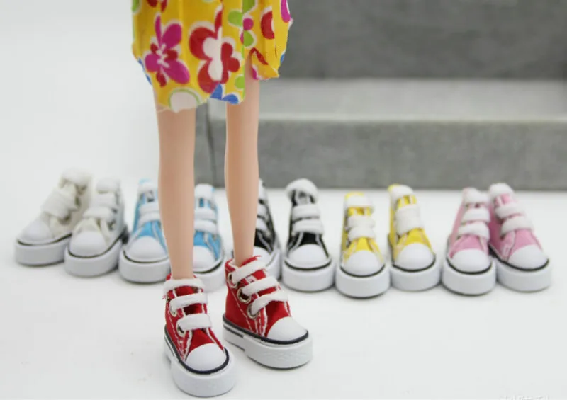 

Hot sale 1Pair Cute Mini Doll Shoes Denim Canvas Shoes For Doll For Toy For Sharon Doll Boots Dolls Sneakers Accessories 3.5cm