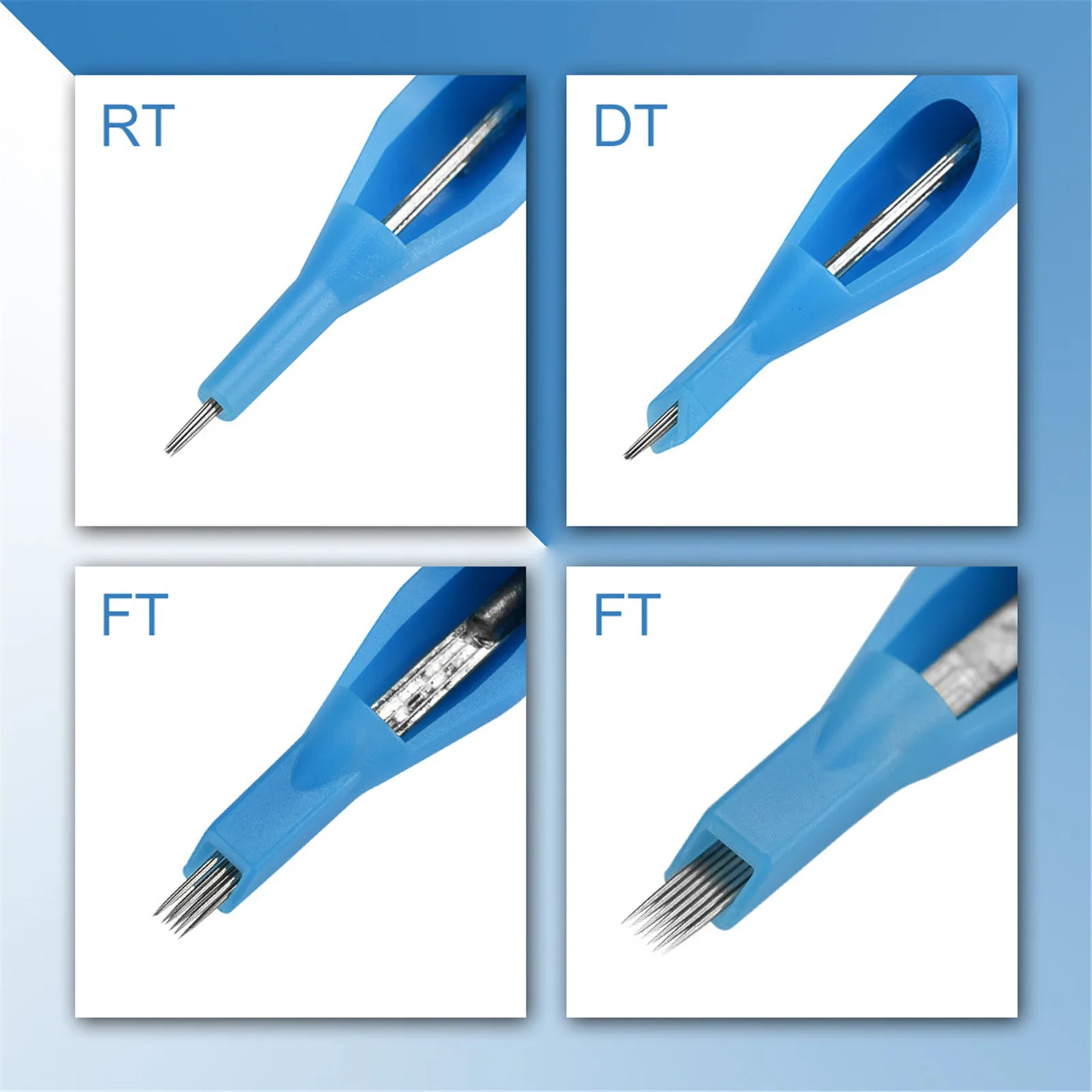 Наконечники для татуировок одноразовые голубые 100 шт. в ассортименте наборы