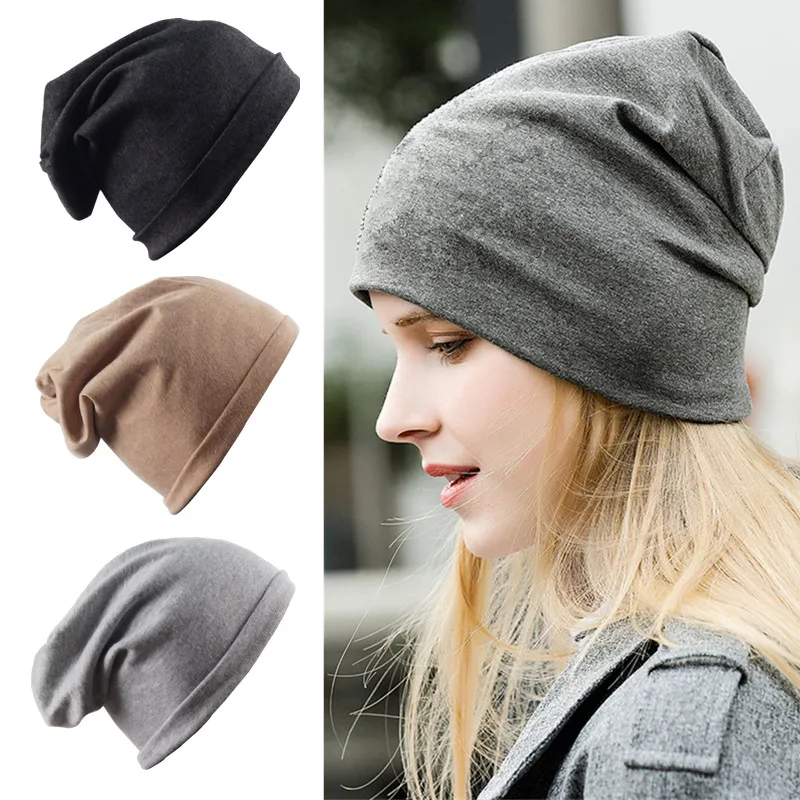 Женские вязаные хлопковые шапки 20 цветов унисекс для весны и осени Теплые