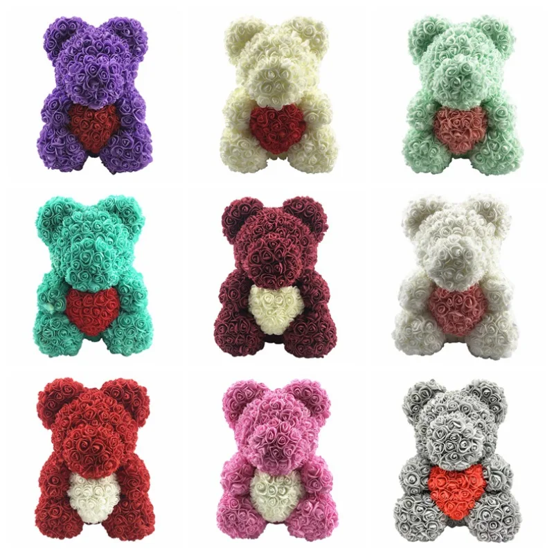 

40cm Creative Rose Bear Valentine's Day Soap Flower Simulation Flower Eternal Flower Hug Bear Rose Flower Bear