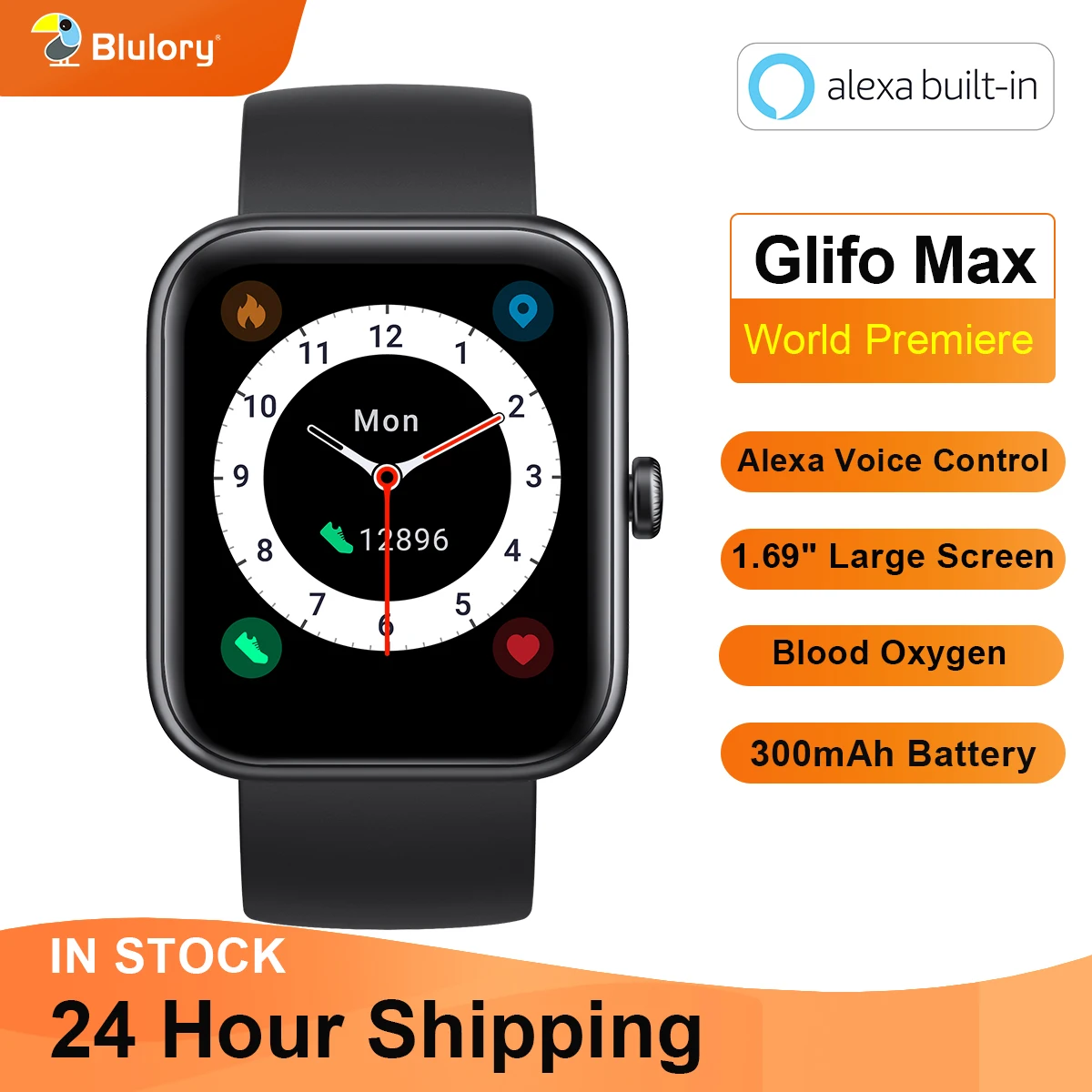 

Смарт-часы Blulory, 1,69 дюйма, с ФПГ, Пульсометром